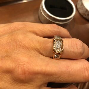 Buckle 18k gold filled topaz ring size 6